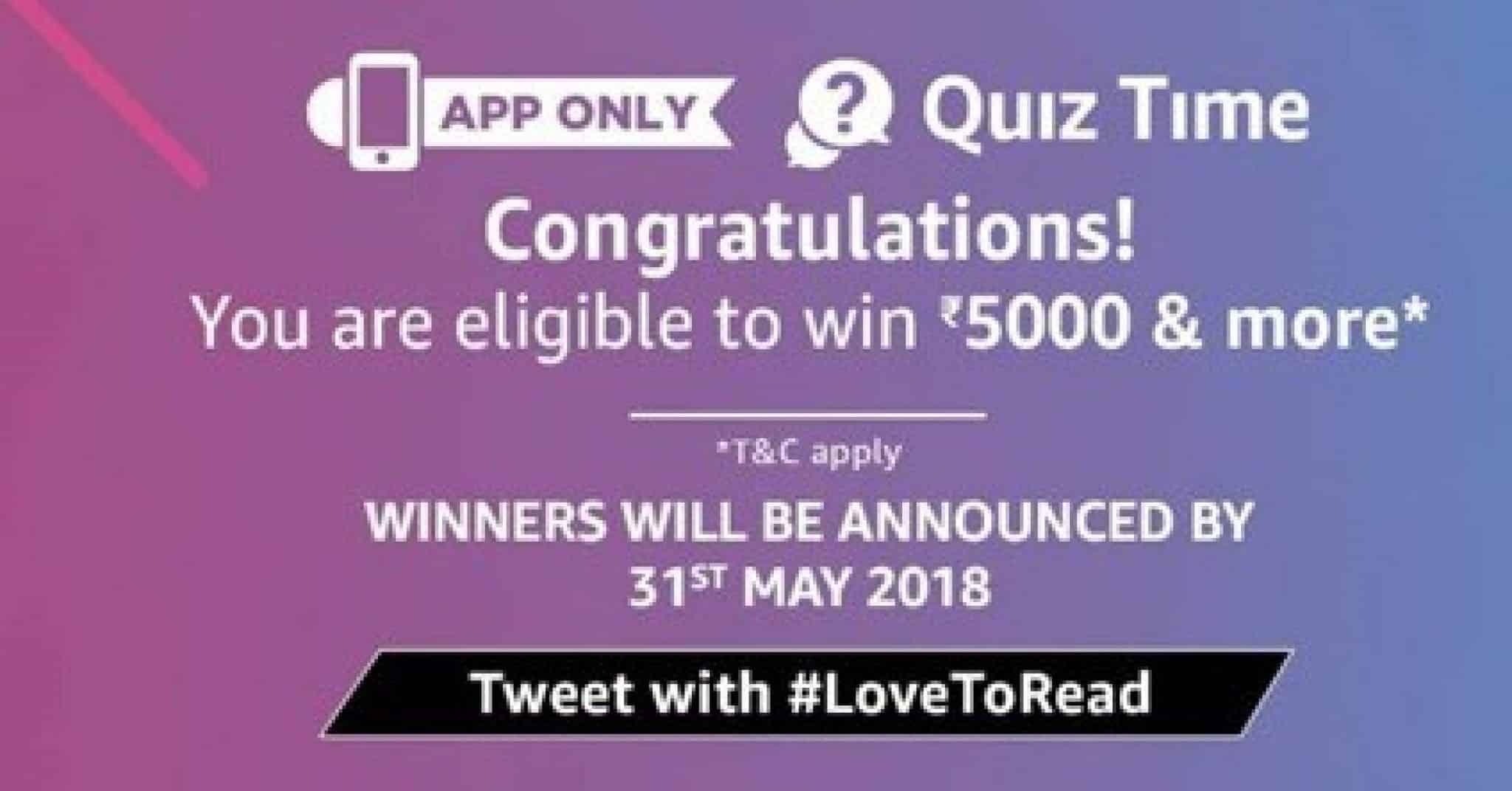 Amazon World Book Day Quiz Answers Win 5000 Rs & Kindle Hexcode