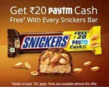 Paytm Snickers Offer – Get 20 Rs Free Paytm on Snickers of 40 Rs